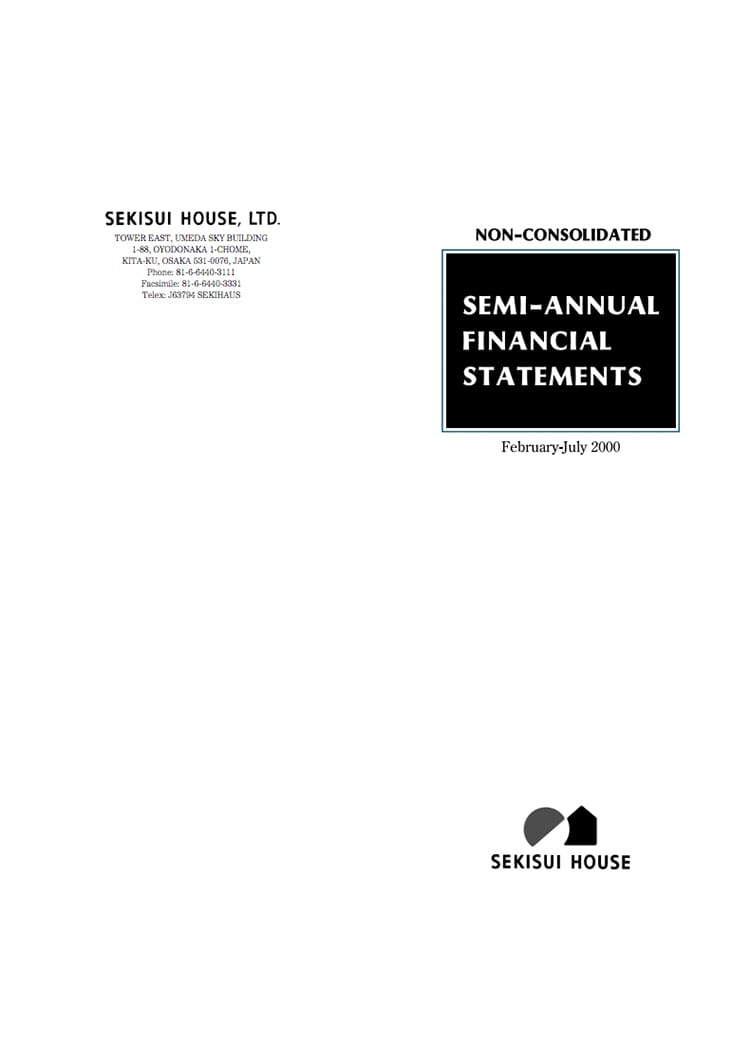SEMI-ANNUAL FINANCIAL STATEMENTS 2000