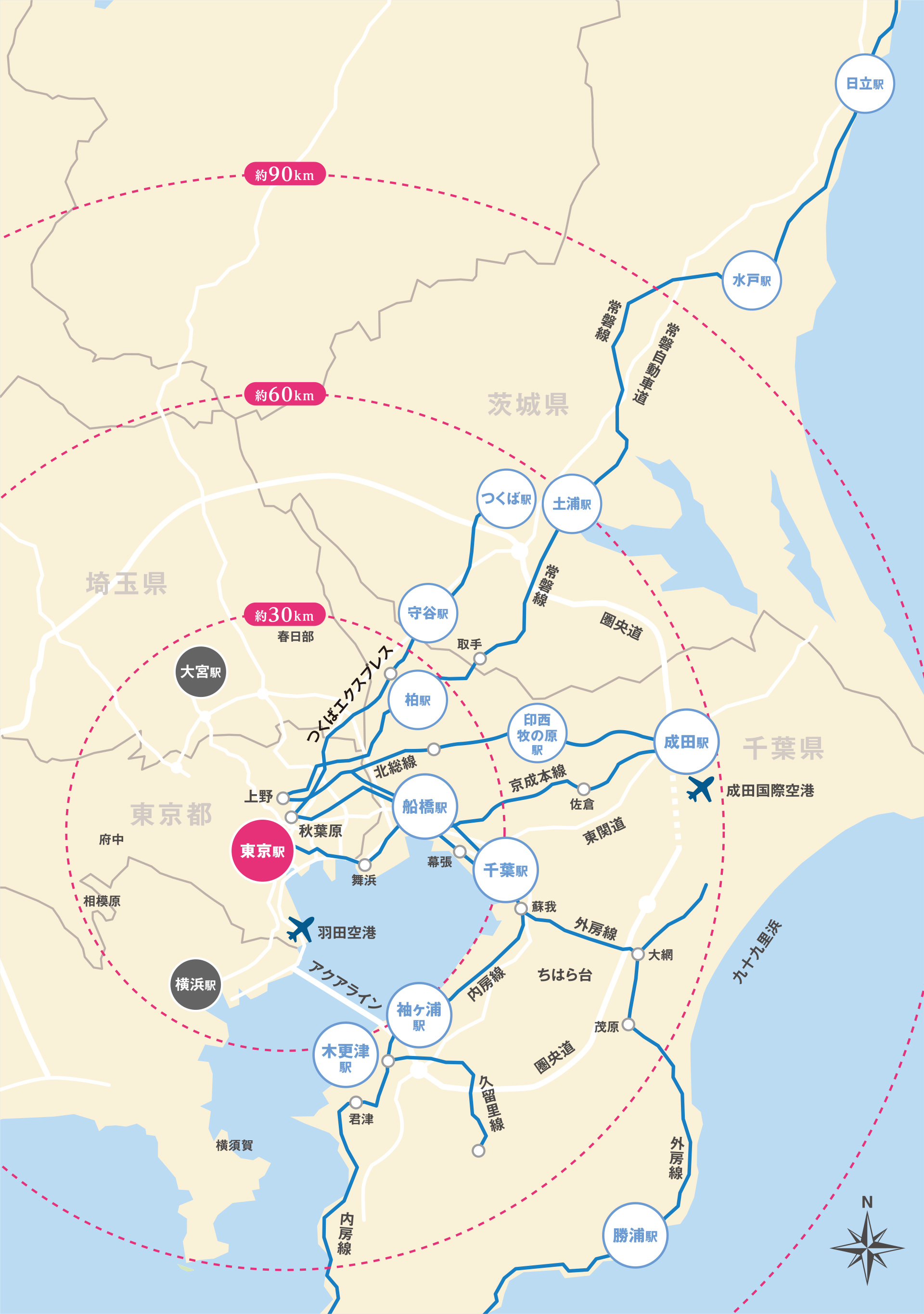 千葉・つくば地図