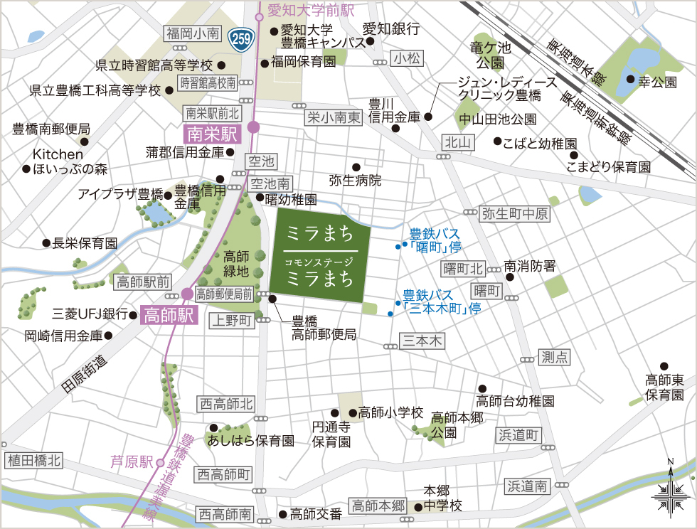 コモンステージミラまち広域地図