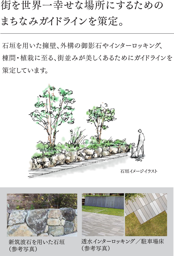 街を世界一幸せな場所にするためのまちなみガイドラインを策定。