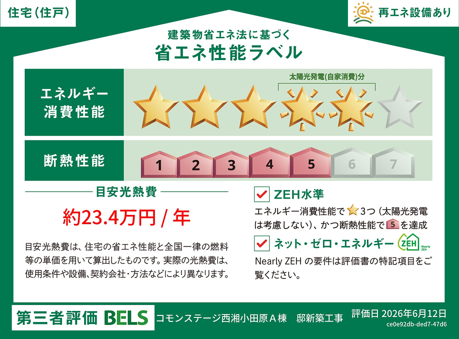 A棟の省エネ性能ラベル