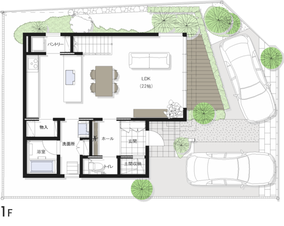 08号地の間取り図1F
