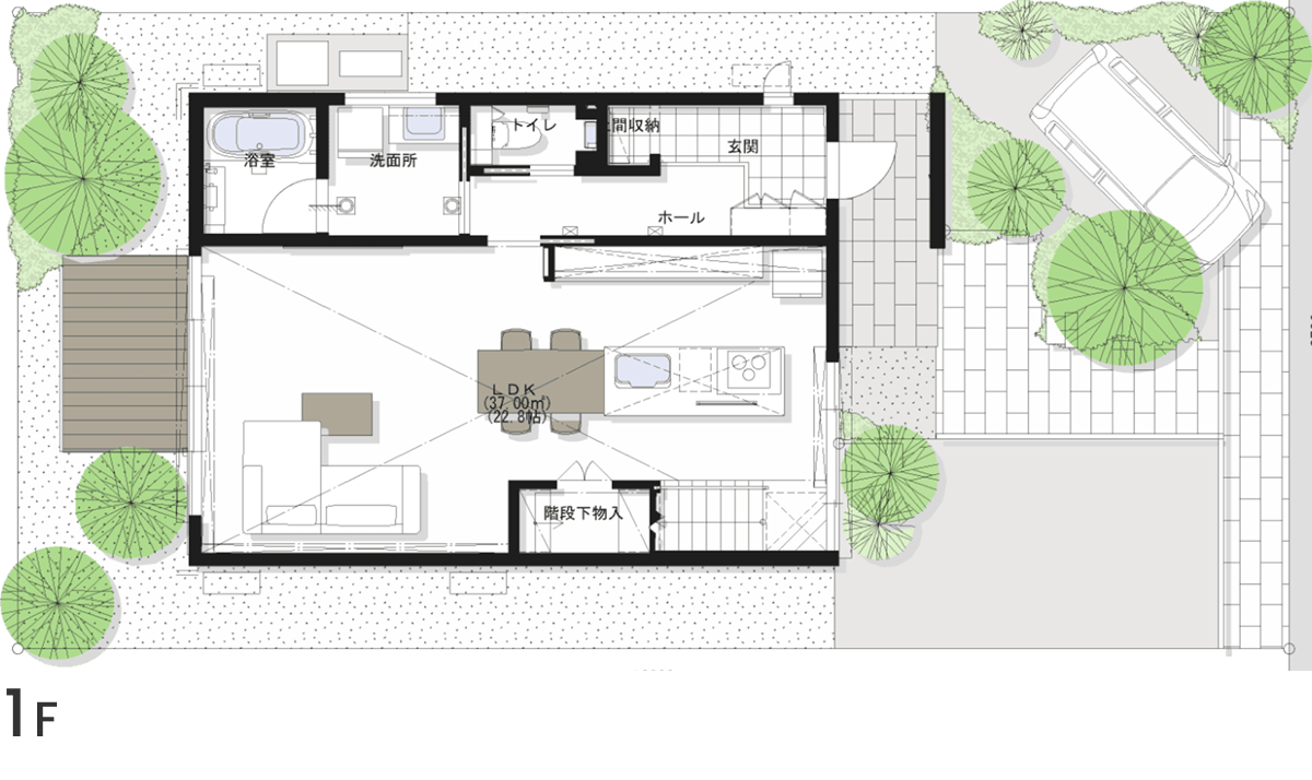 26号地の間取り図1F