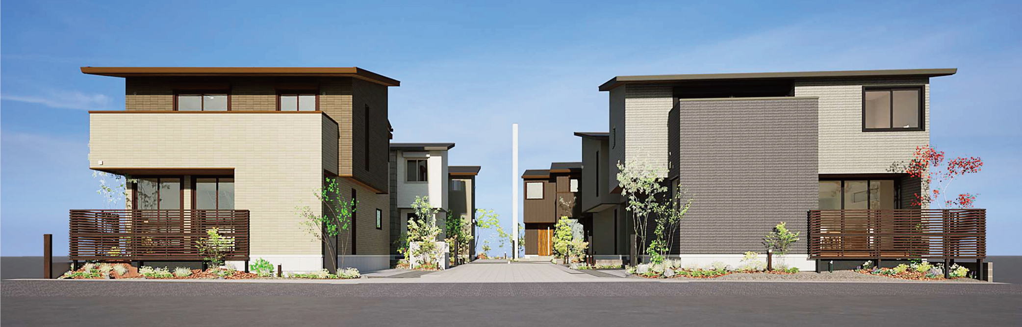 分譲住宅完成予定街並みパース（昼景）