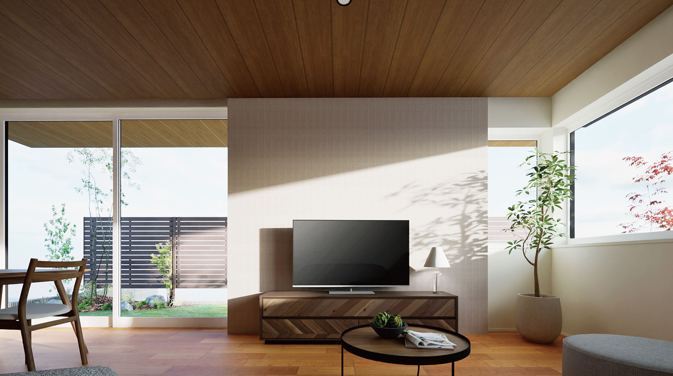 完成予定内観パース（リビングダイニング）