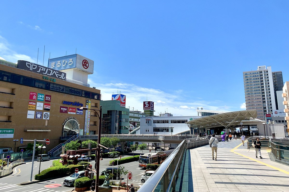 「上尾」駅東口の整備された街並み