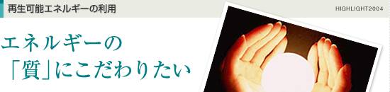 再生可能エネルギーの利用　エネルギーの「質」にこだわりたい