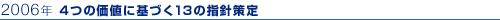 2006年【4つの価値に基づく13の指針策定】