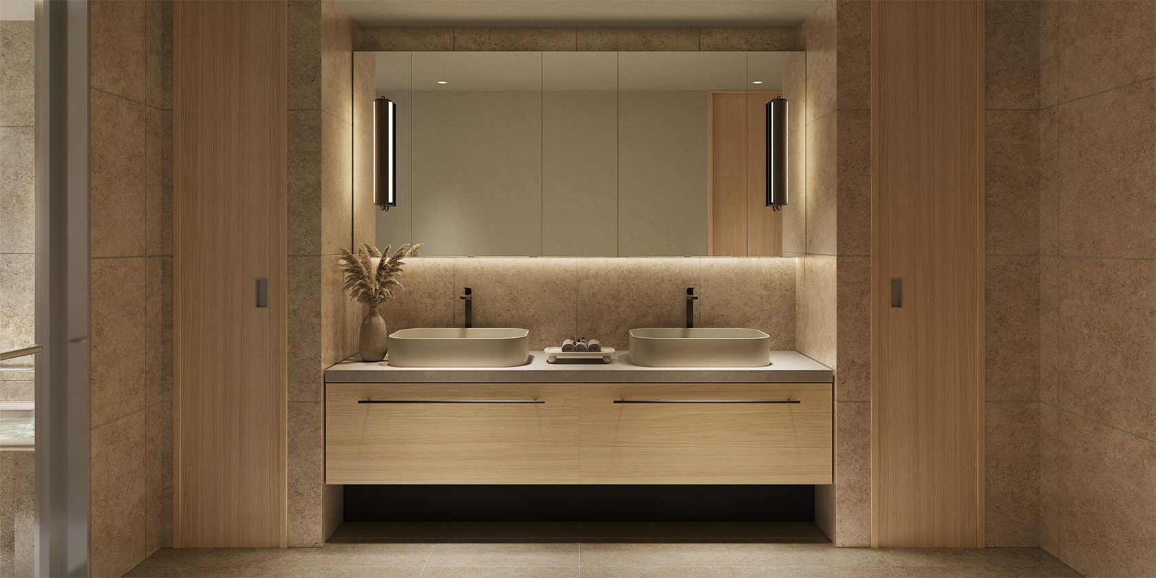 Iタイプ 洗面室（1） 洗面化粧台完成予想CG（Light Contemporary）画像