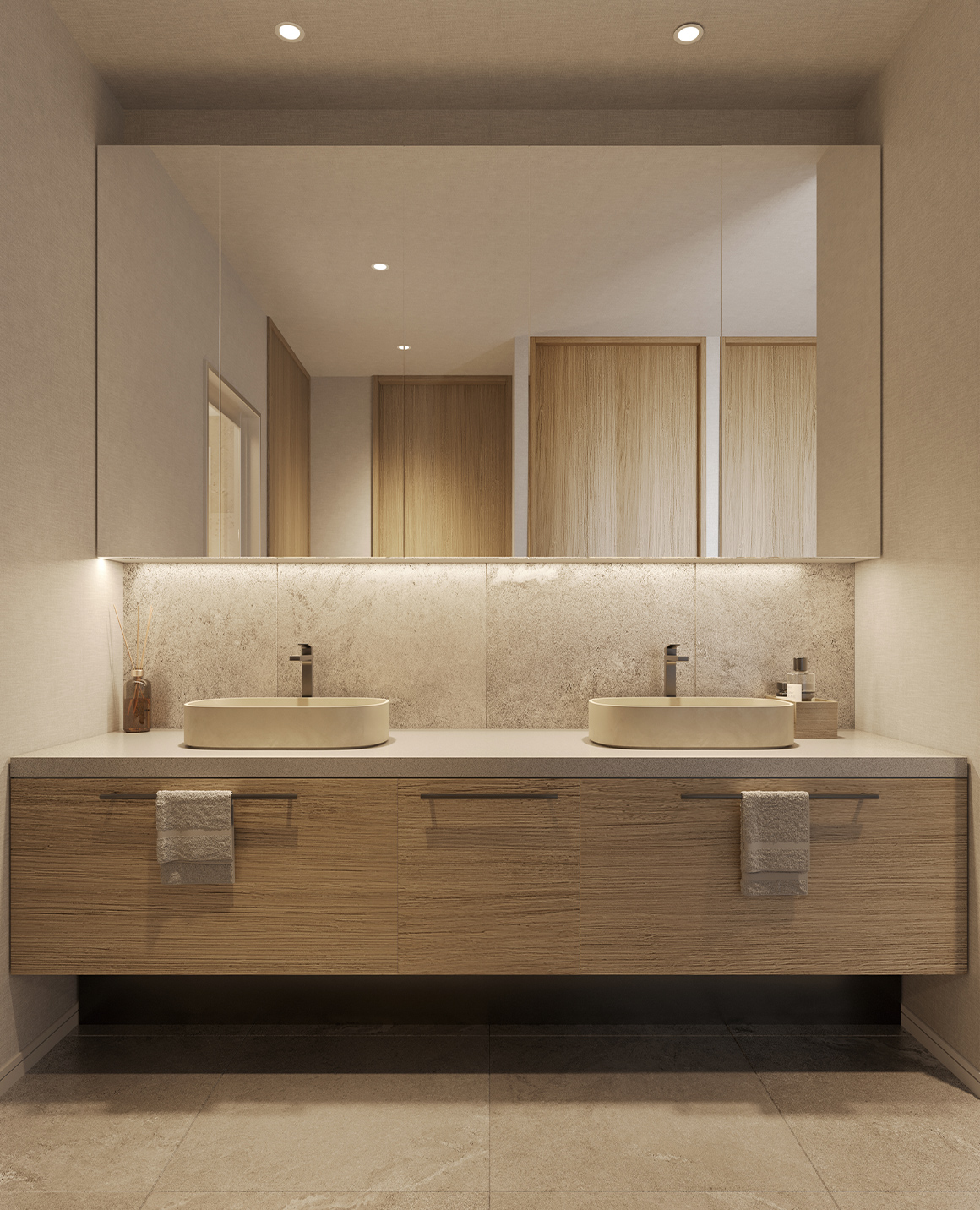 PDタイプ 洗面化粧台（Light Contemporary）完成予想CG 画像