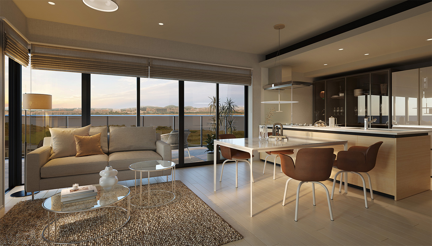 R-Ⅰ棟Cタイプ9階 リビングダイニングキッチン完成予想CG（Spring） 画像