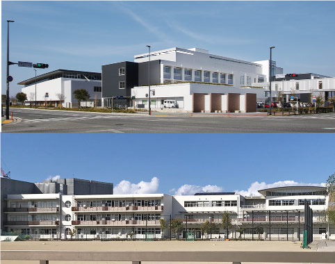 上）照葉北小学校 画像　下）照葉小中学校 画像