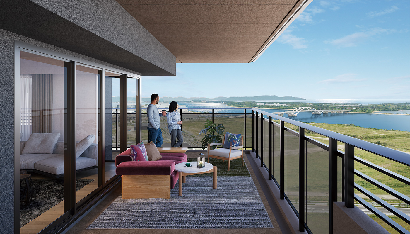 R-Ⅰ棟Kタイプ17階 ガーデンバルコニー完成予想CG 画像