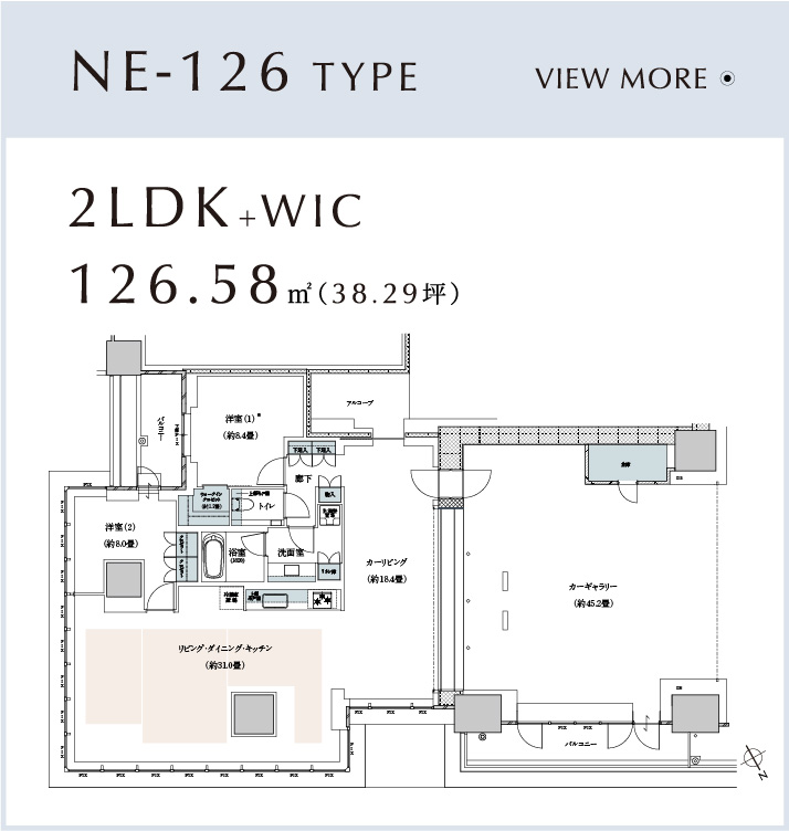 NE-126type 2LDK+WIC 126.58㎡