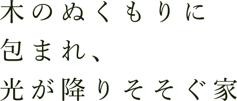木のぬくもりに包まれ、光が降りそそぐ家