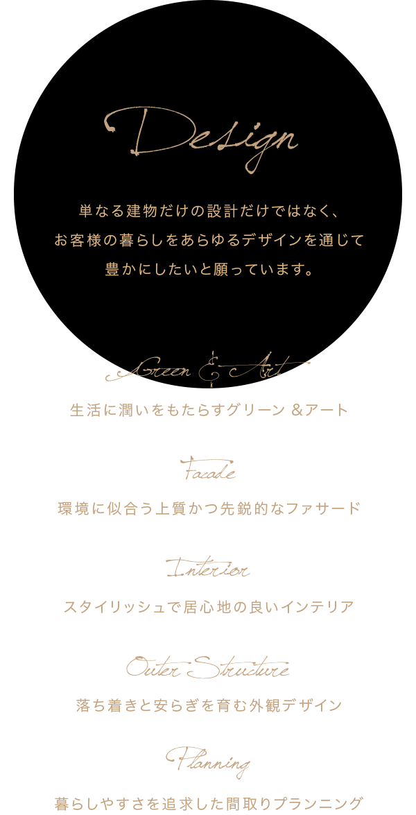 単なる建物だけの設計だけではなく、お客様の暮らしをあらゆるデザインを通じて豊かにしたいと願っています。