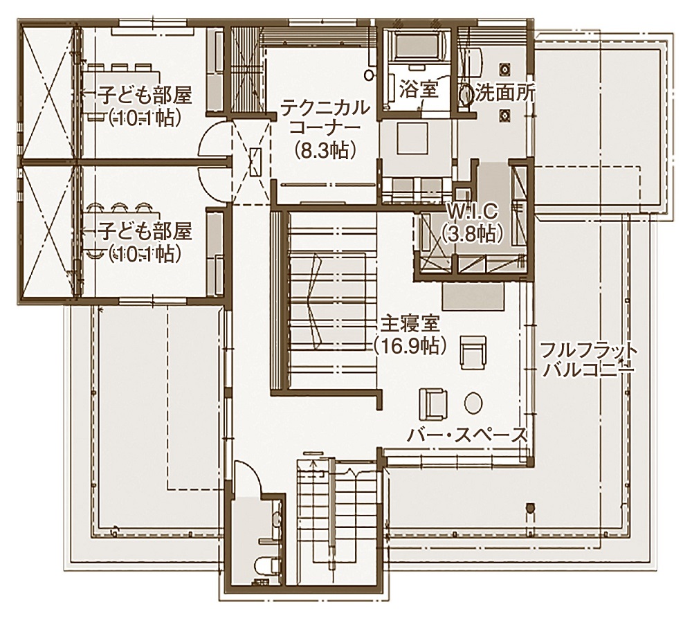 ◆設計ポイント　2階◆間取り