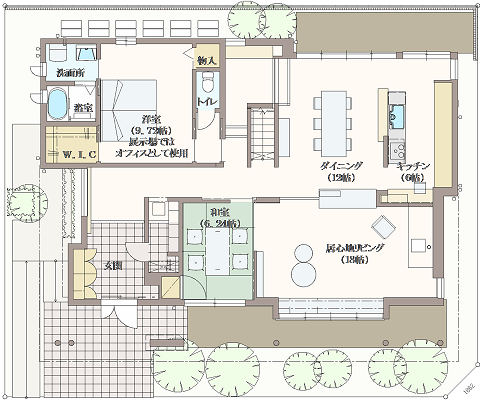 空間を自由に楽しむ豊かな暮らし。間取り