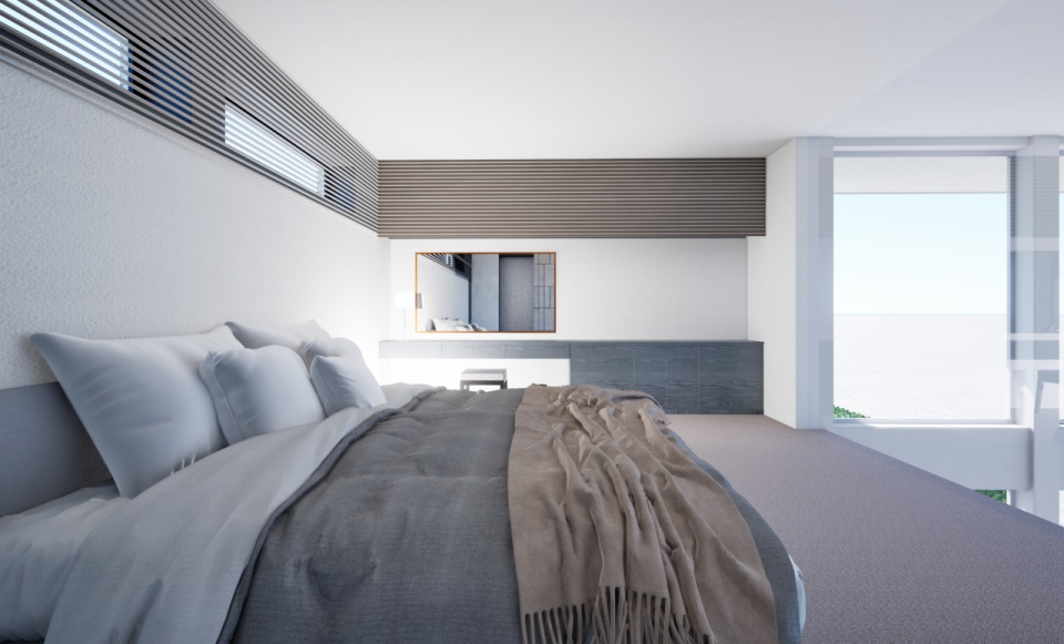 ホテルライクで優雅な主寝室。