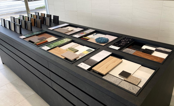 ライフニットデザイン6つの感性別フィールドのコラージュボックス。それぞれのフィールドに併せたサンプルを展示しています。お好みの内装を見つけてください。