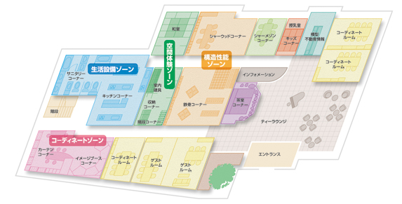 夢住館ＨＡＫＡＴＡ　ショールーム内案内図間取り
