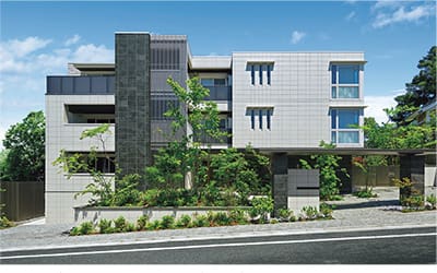 写真：多彩な緑が植栽された賃貸併用住宅（東京都）
