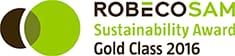 ロゴ：RobecoSAM Sustainability Award Gold Class 2016