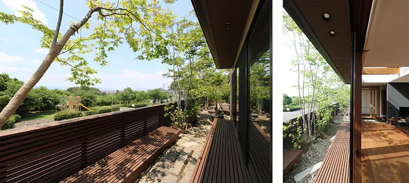 お天気のいい日は縁側に出てお茶をすることも。部屋の内側との一体感も抜群です。