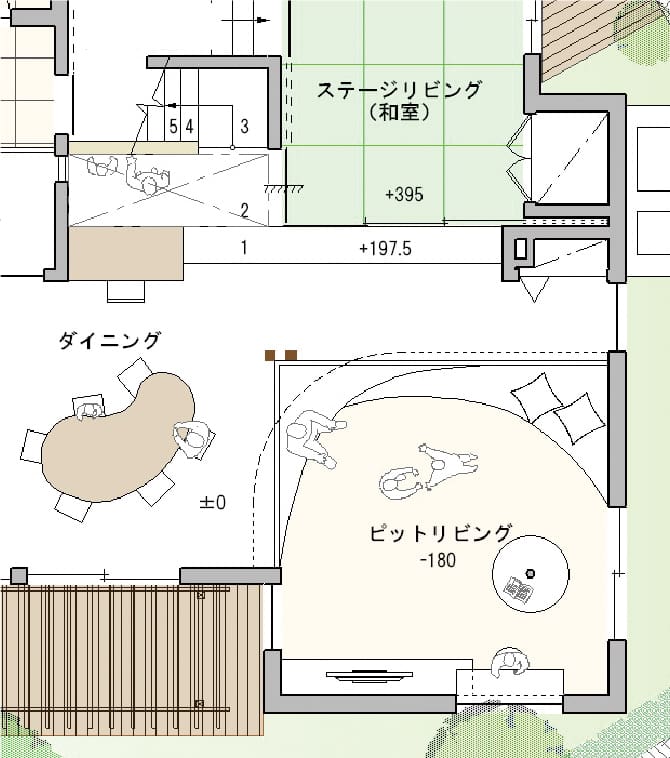 ＜図面＞ピットリビング