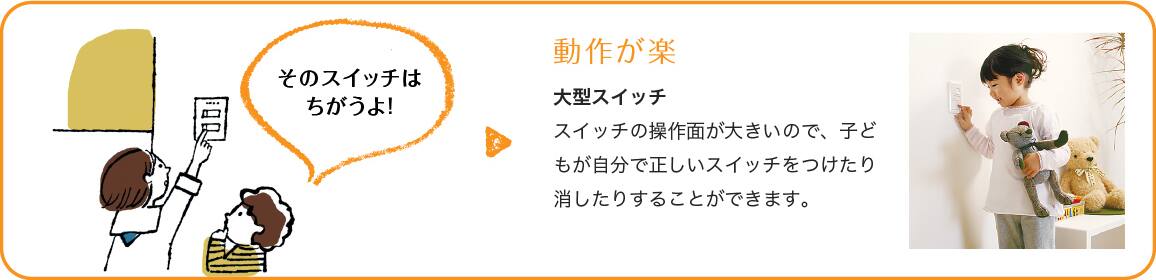 ＜イメージ＞動作が楽　大型スイッチ
