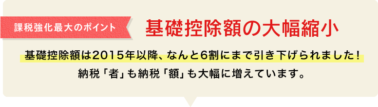 課税強化最大のポイント 基礎控除額の大幅縮小