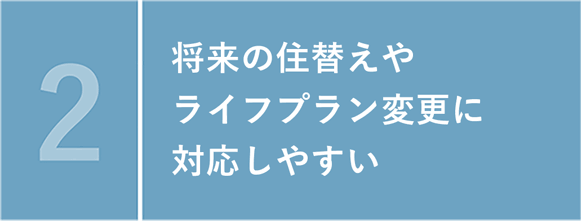 将来の住替えやライフプラン変更に対応しやすい