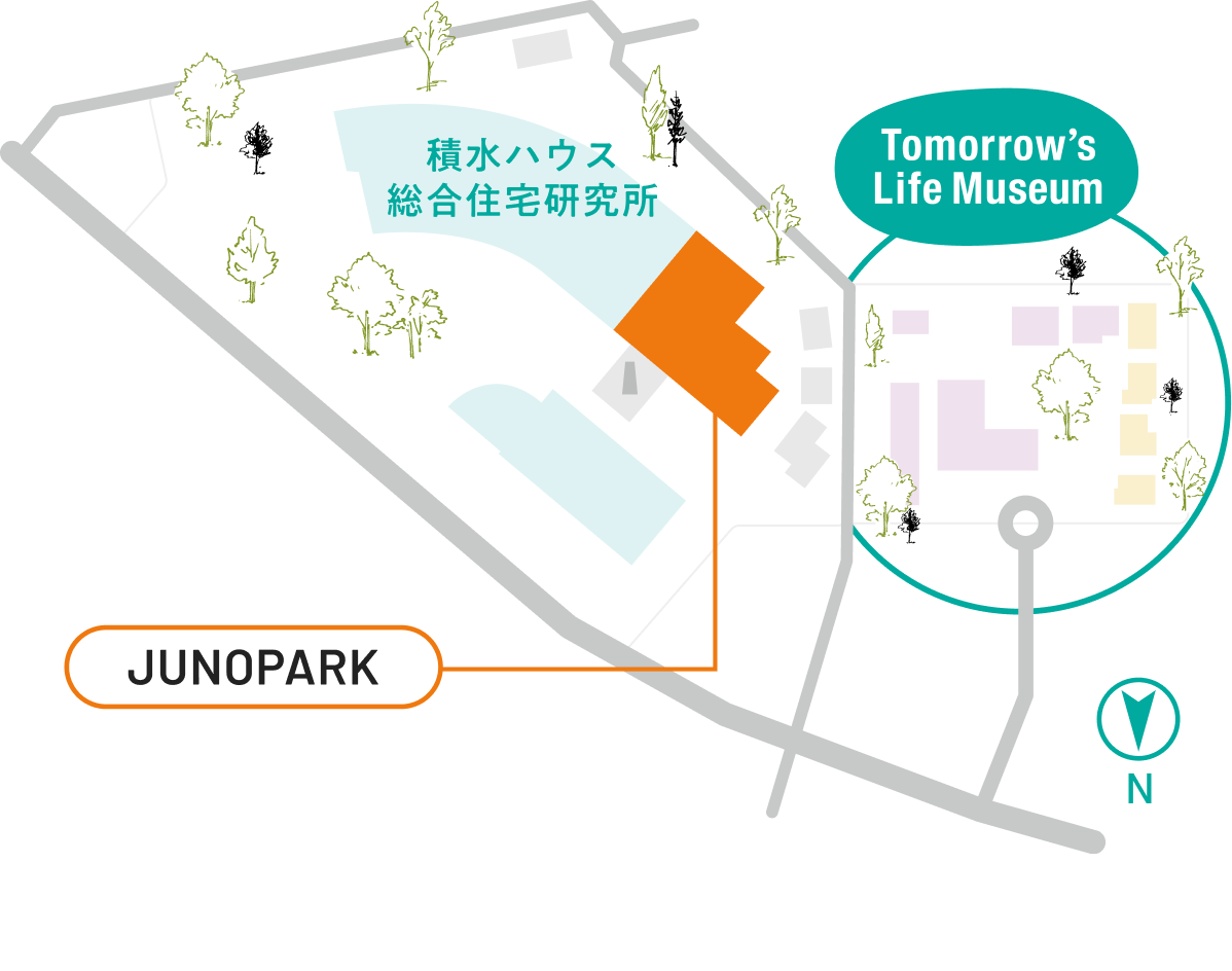 Tomorrow’s Life MuseumとJUNOPARKの位置関係