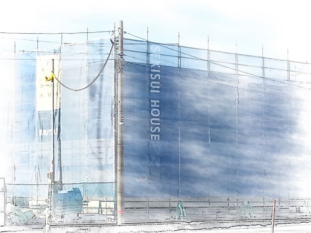 積水ハウスの建て方工事現場